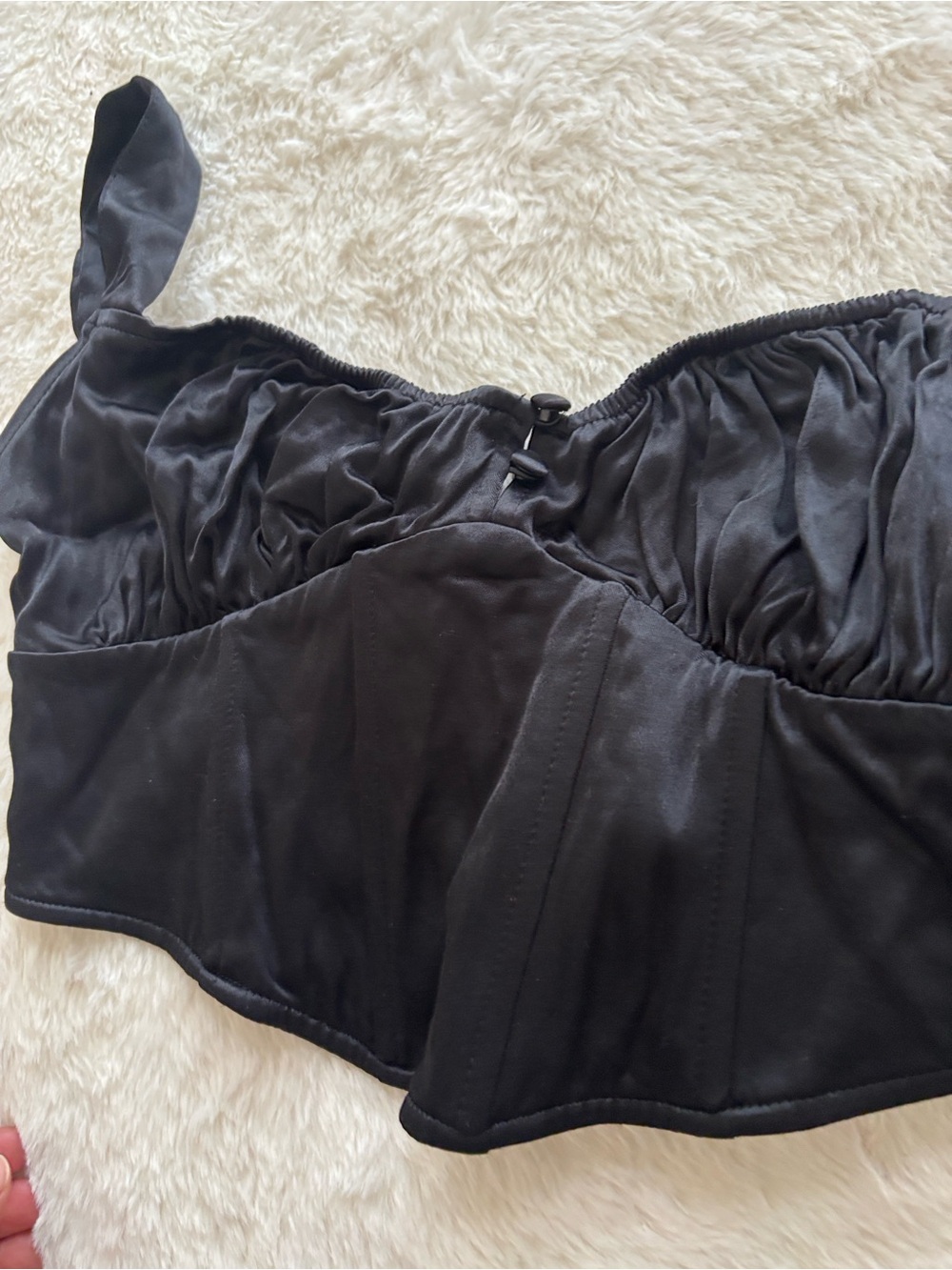 Zara Black Satin Corset Bustier Crop Top, XS, Made in Turkey.โ